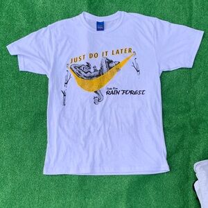White Graphic T-Shirt with Yellow and Black Print
